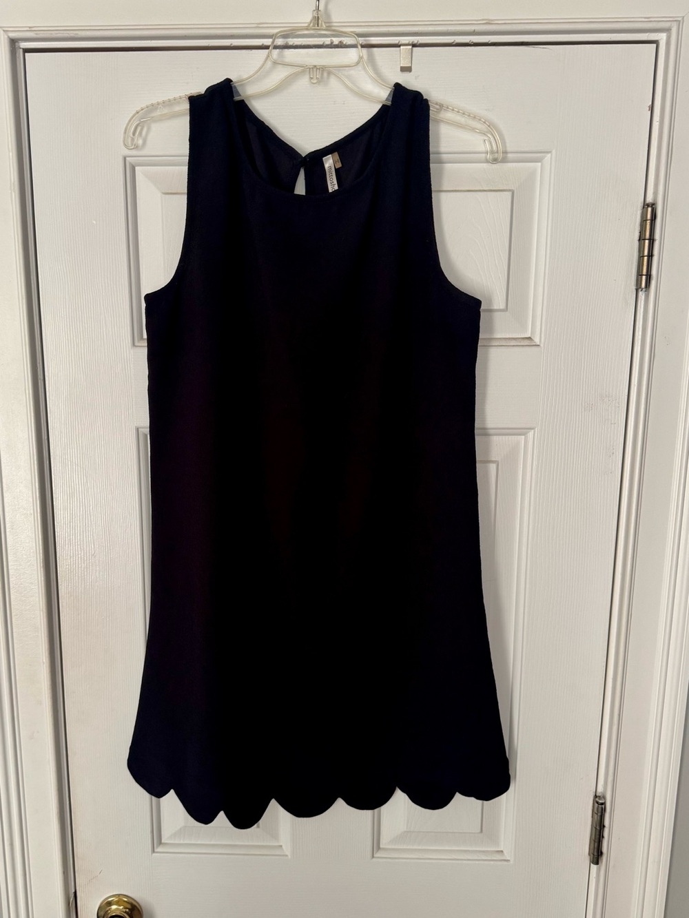 mittoshop Black Sleeveless Scallop Hem Mini Dress